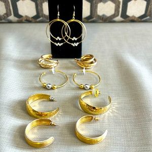 Vintage to now gold tone hoop lot of five